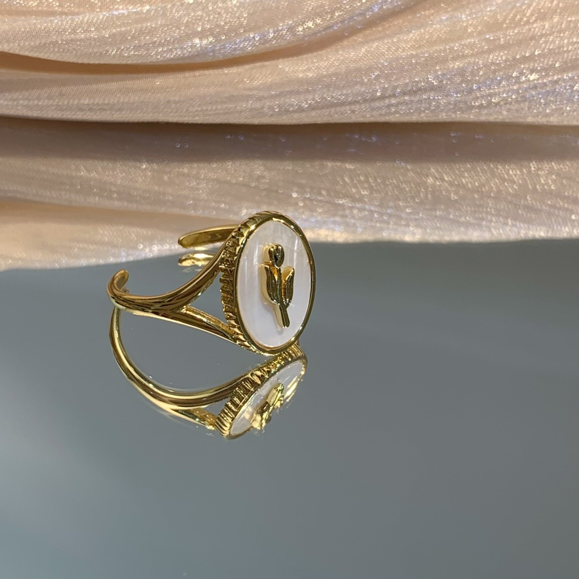 Wholesale Retro Romantic Tulip Flower Open Ring
