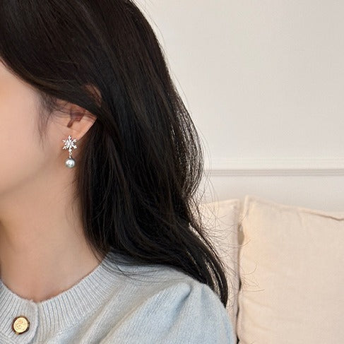 Wholesale Winter Christmas Snowflake S925 Silver Needle Earrings