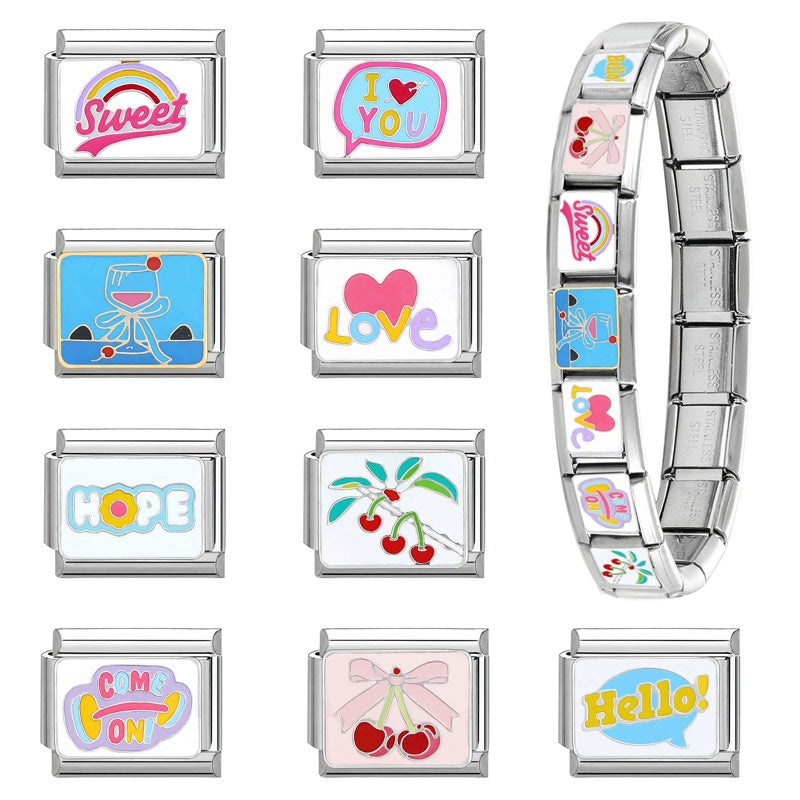 Wholesale Italian Charm Bracelet 9mm DIY Splicing Creative Pattern Stainless Steel Composable Bracelet