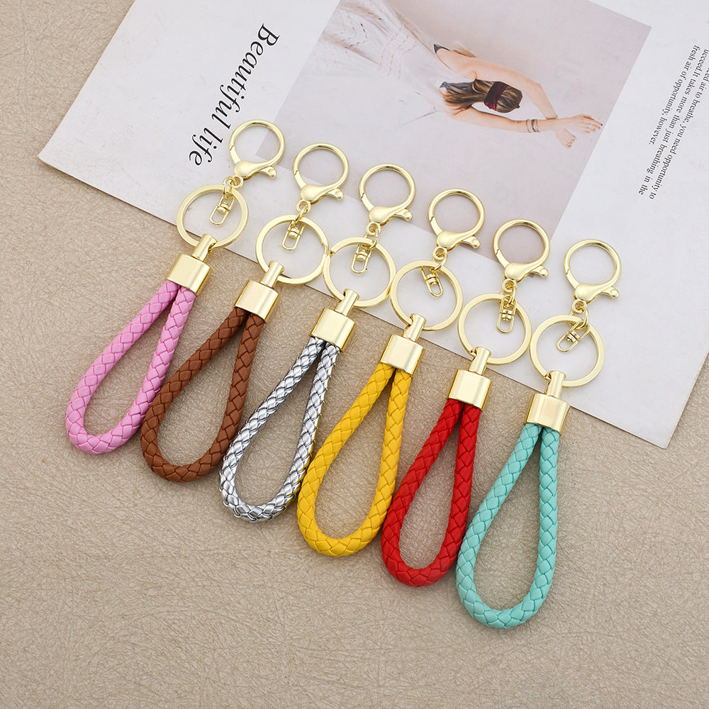 Wholesale Leather Round Dragon Woven Keychain Car Key Accessory Birthday Gift for Colleagues