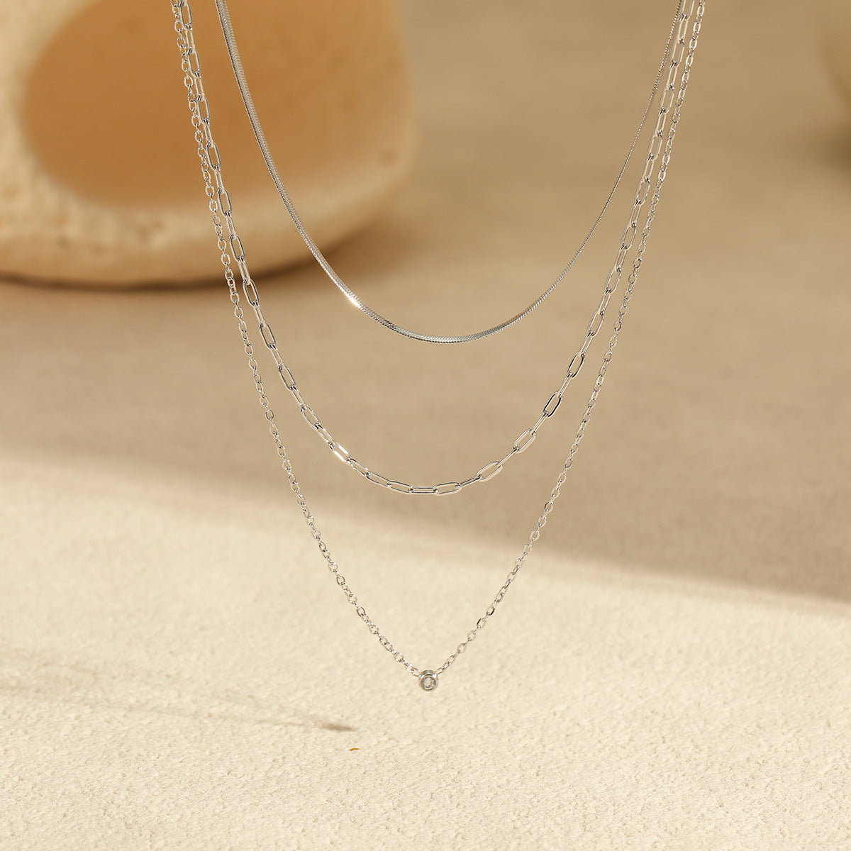 Wholesale Multi-layer Overlapping Stainless Steel  Necklace