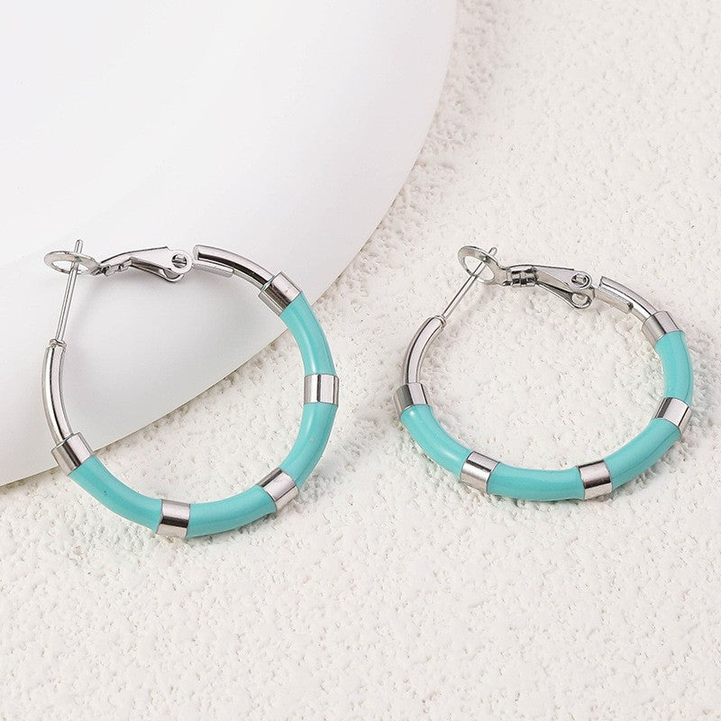 Wholesale Bohemian Beach Style Stainless Steel Earrings Oil Drop Earrings 18k Earrings ACC-ES-Ruix002