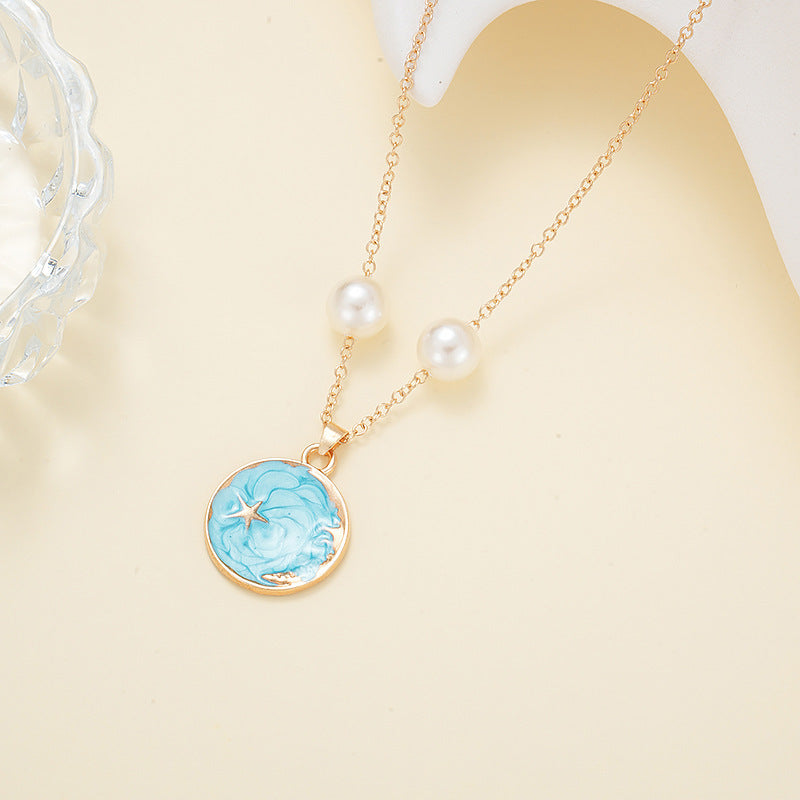 Wholesale Sun Moon Star Pendant Ocean Beach Pearl Necklace