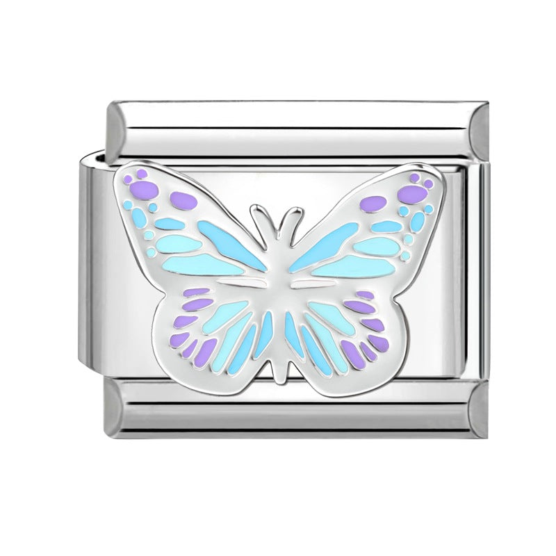 Wholesale 9mm Italian Charm Starter Bracelets DIY Butterfly Evil Eye Stainless Steel Composable Bracelet