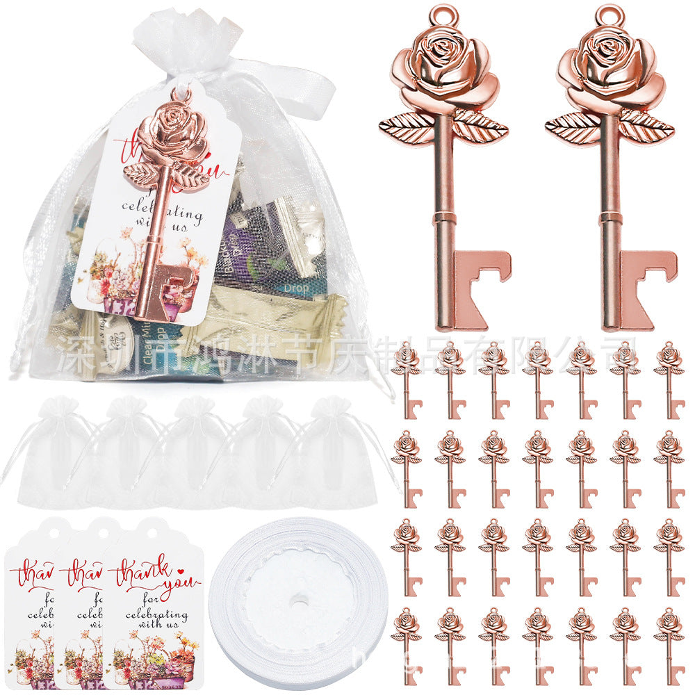 Wholesale Wedding Season Vintage Rose Key Bottle Opener ACC-BO-HongLin001