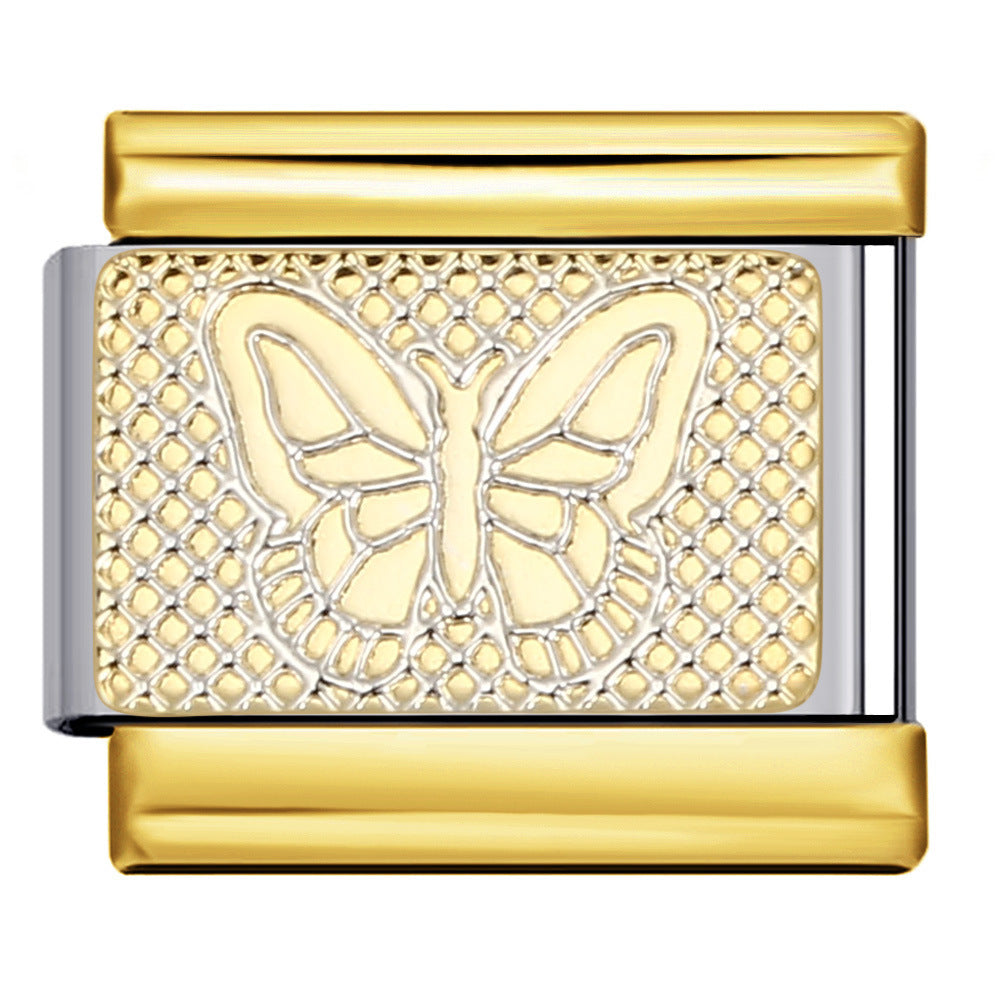 Wholesale Italian Charm Bracelet 9mm DIY gold-plated silver pattern Creative Stainless Steel Composable Bracelet