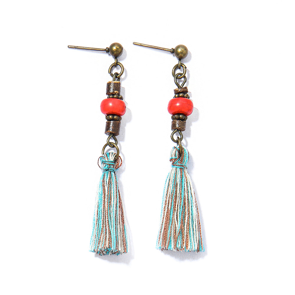 Wholesale Crystal Bohemian Tassel Earrings Vintage Style Women Jewelry Accessory for Everyday Gift