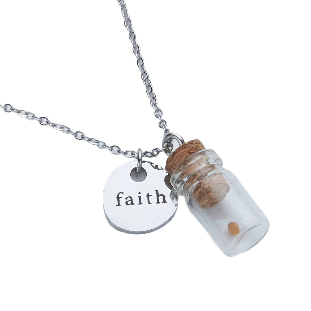 Wholesale Stainless Steel  Bottle Mustard Seed Pendant Necklace