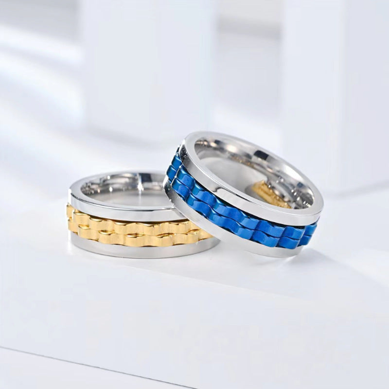 Wholesale Titanium Steel Polished Rotating Decompression Ring Boutique Resale Jewelry