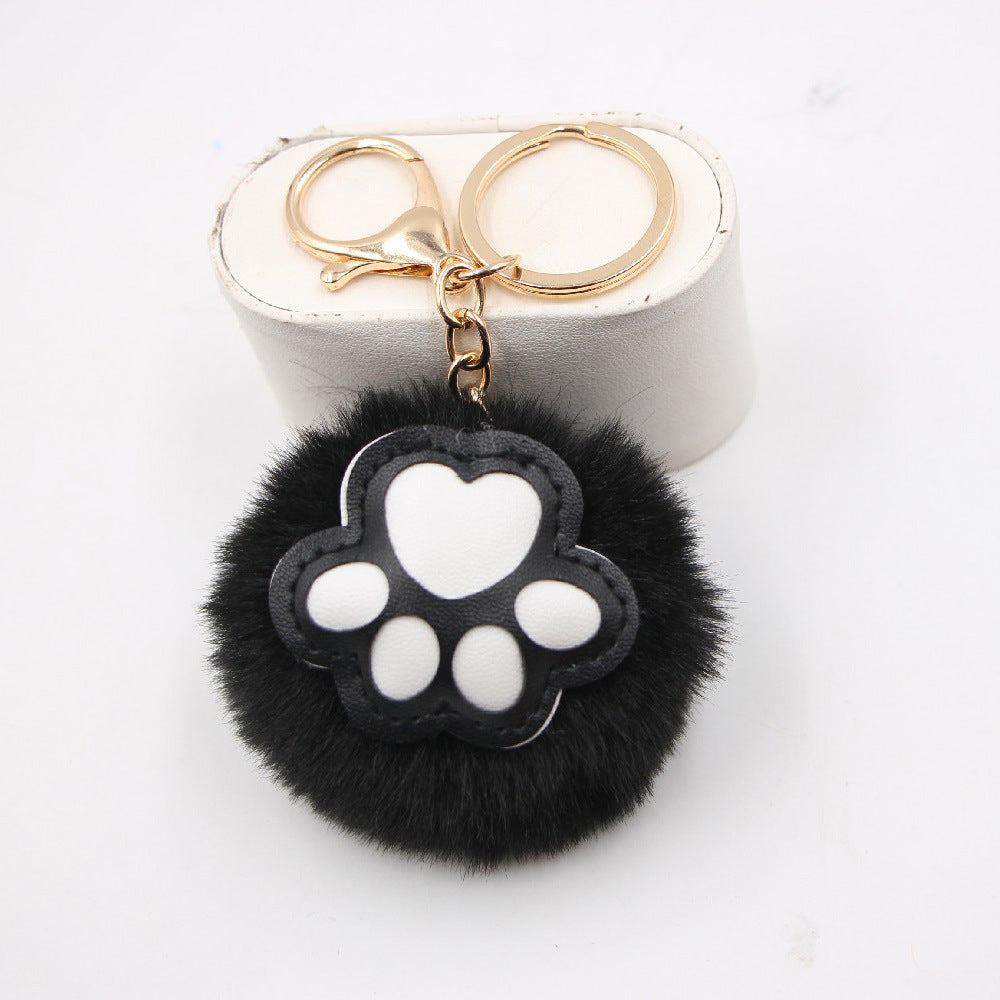Wholesale Cute Cat Paw Pom Pom Keychains ACC-KC-Zuge006