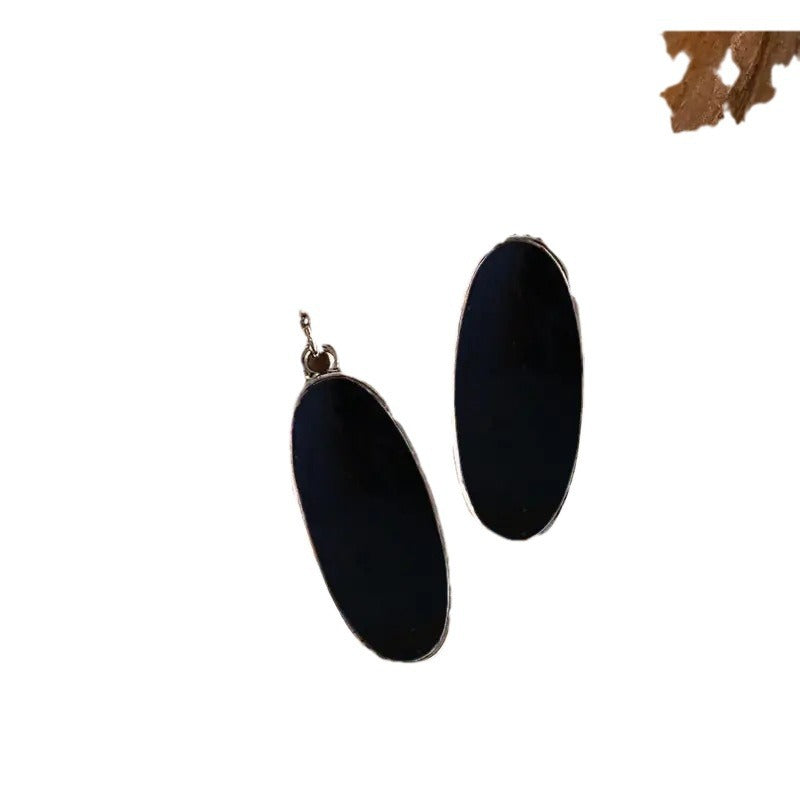 Wholesale  Black Creative Bohemian Oval Simple Earrings