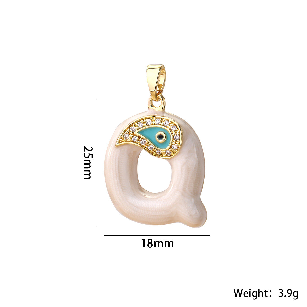 Wholesale Evil Eye Letter Pendant 16K Gold Plated Copper With Zircon Fashion Decorative Accessory DIY Jewelry Charm Boutique Gift Resale