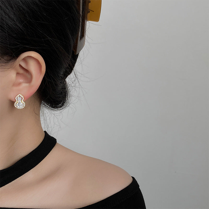 Wholesale Micro-Inlaid Zirconia Gourd New Chinese Style Earrings ACC-ES-NingKa010