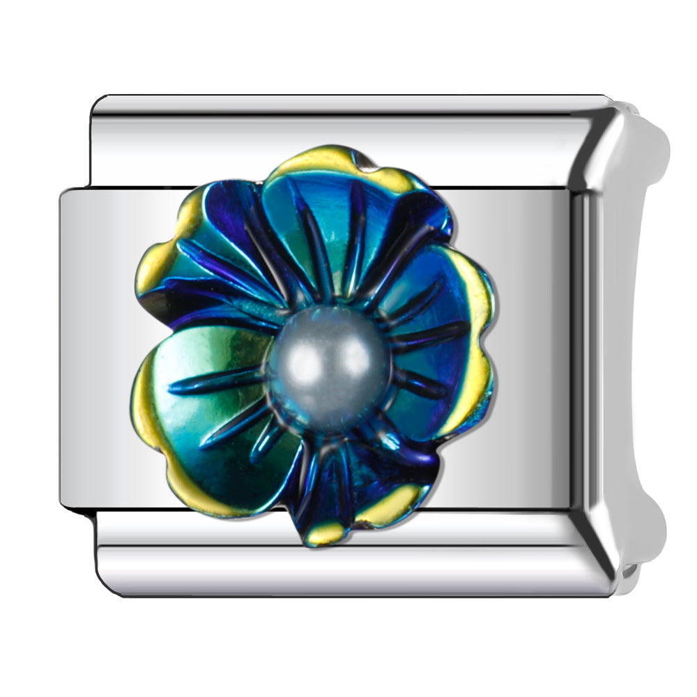 Wholesale Italian Charm Bracelet 9mm DIY Splicing Creative Flower Stainless Steel Composable Bracelet