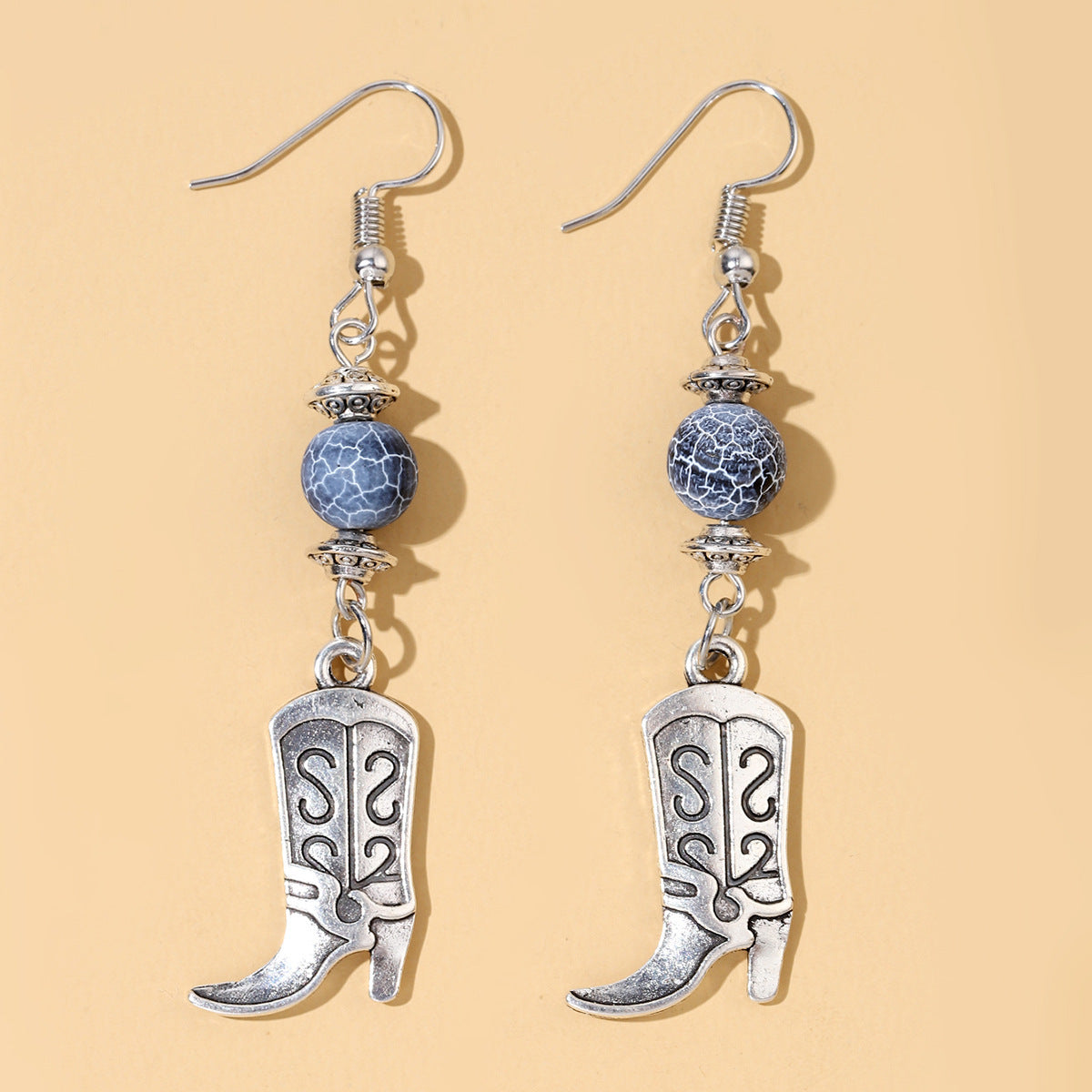 Wholesale Western-Style Women' s Earrings: Retro Cracked Round Bead Jewelry