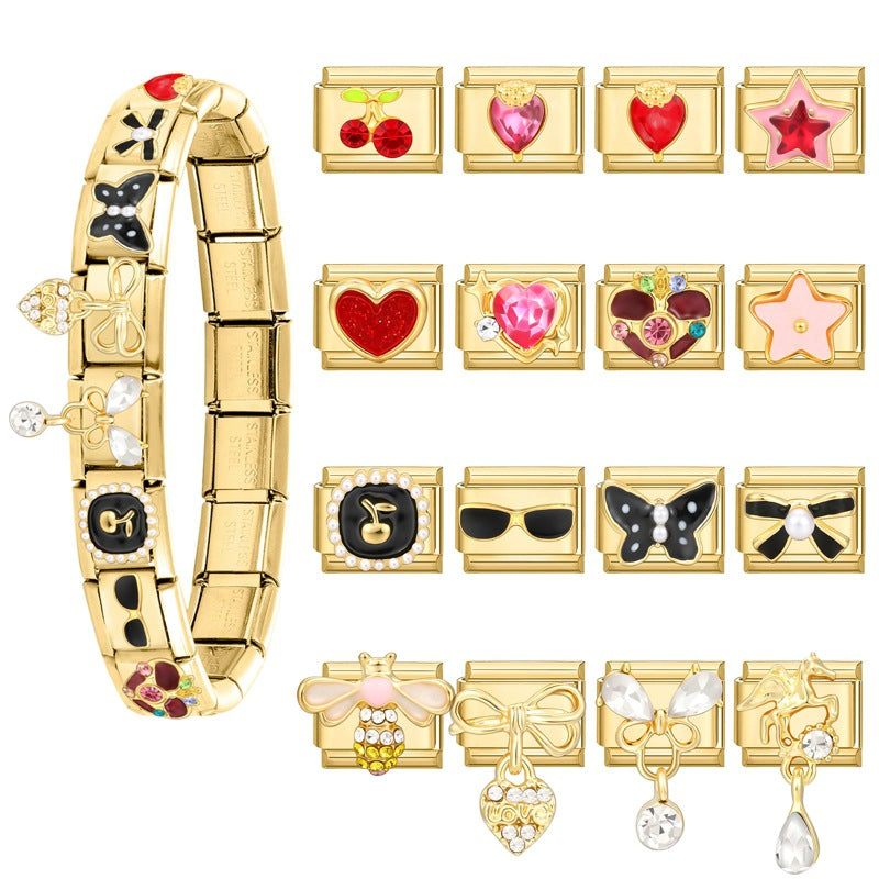 Wholesale Italian Charm Bracelet 9mm DIY Splicing Cute Creative Stainless Steel Composable Bracelet