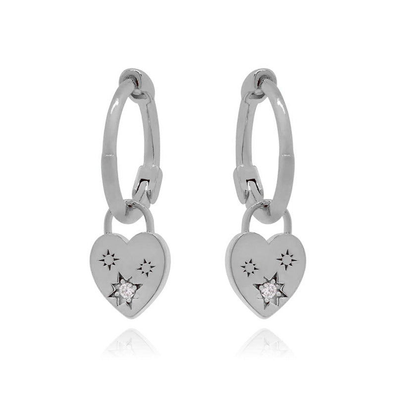 Wholesale European Style Zircon Flower Heart Earrings Set