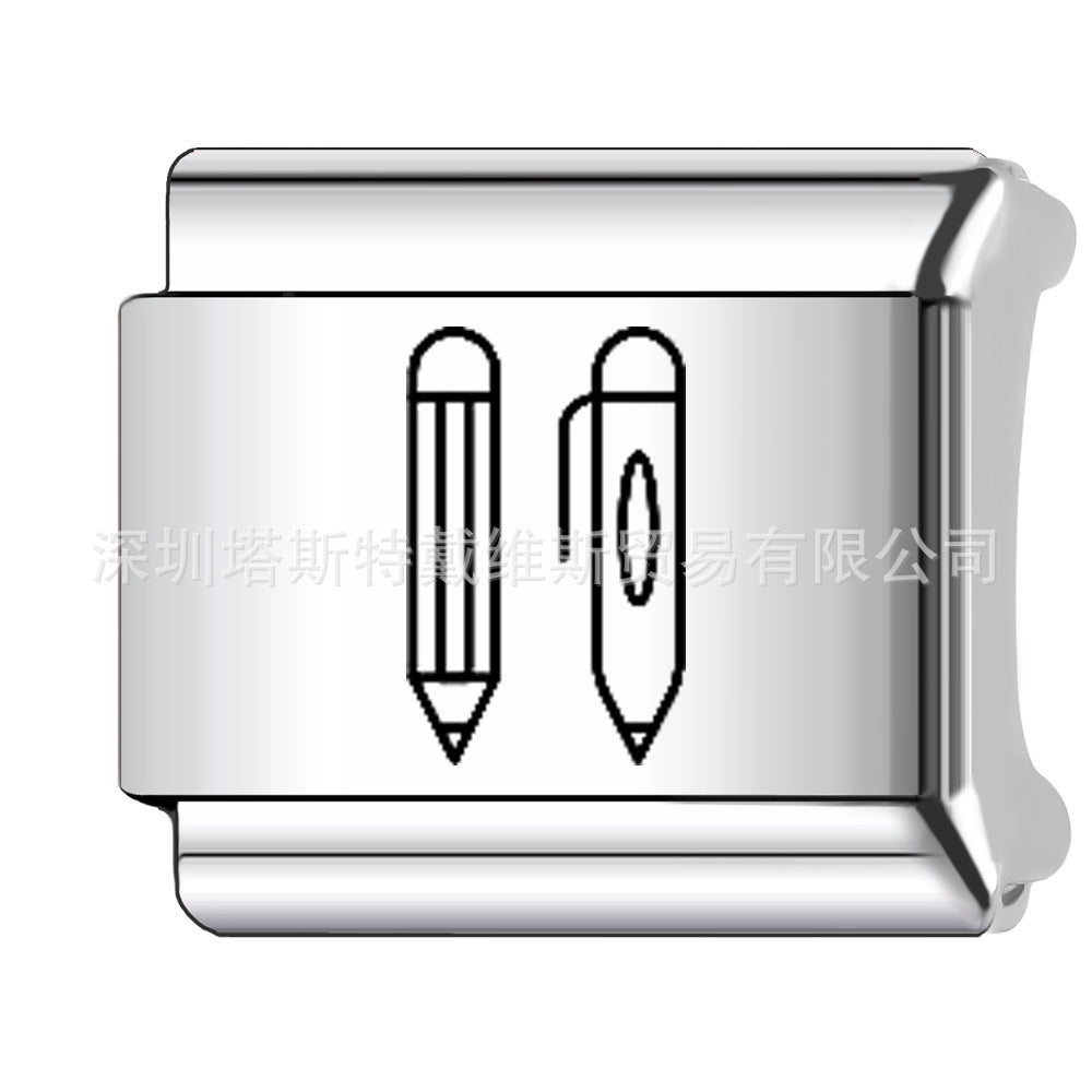 Wholesale 9mm Italian Charm Starter Bracelets DIY square Single Section Creative Stainless Steel Composable Bracelet