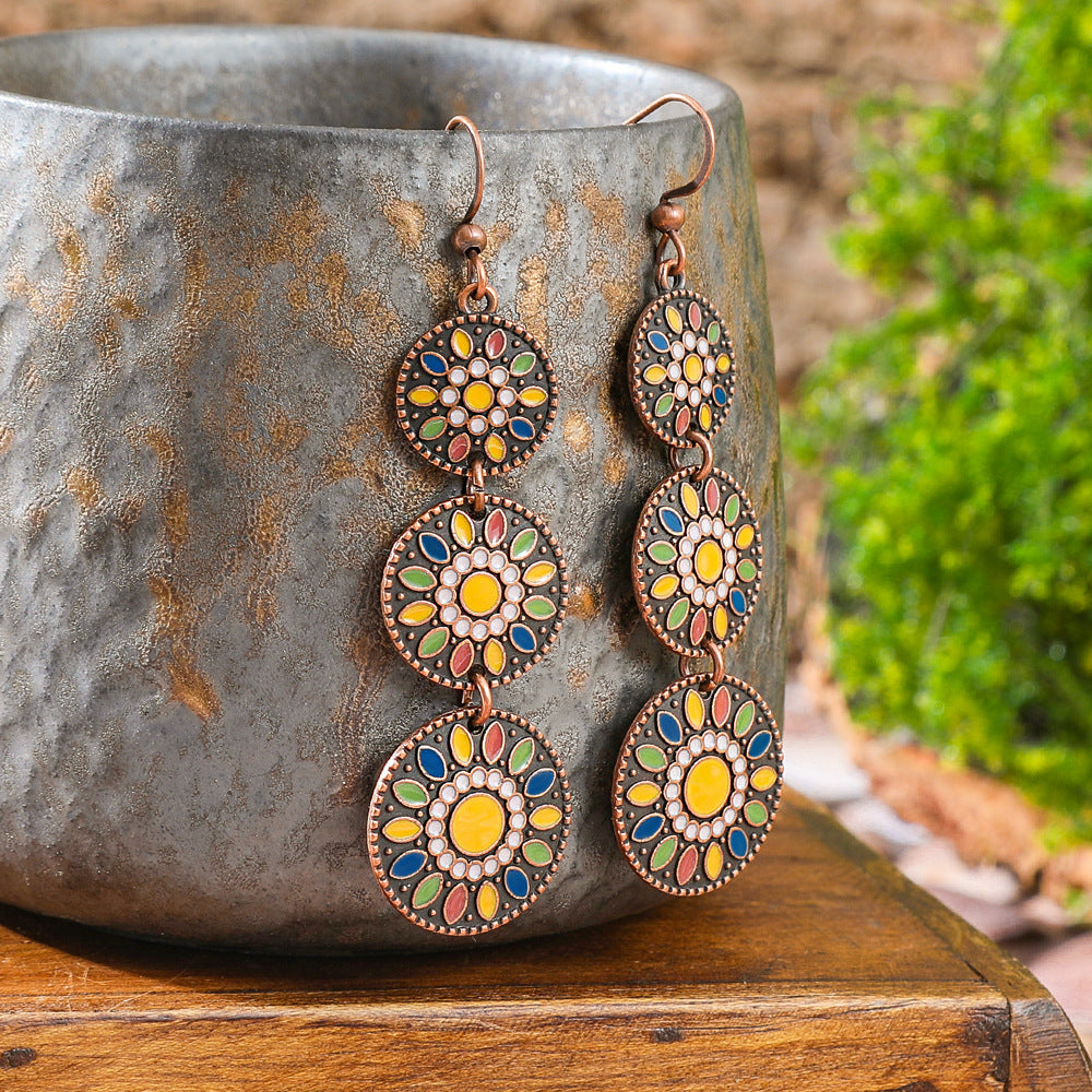 Wholesale Ethnic Style Colorful Oil Drop Long Earrings - Fashion Accessory for Party Wear