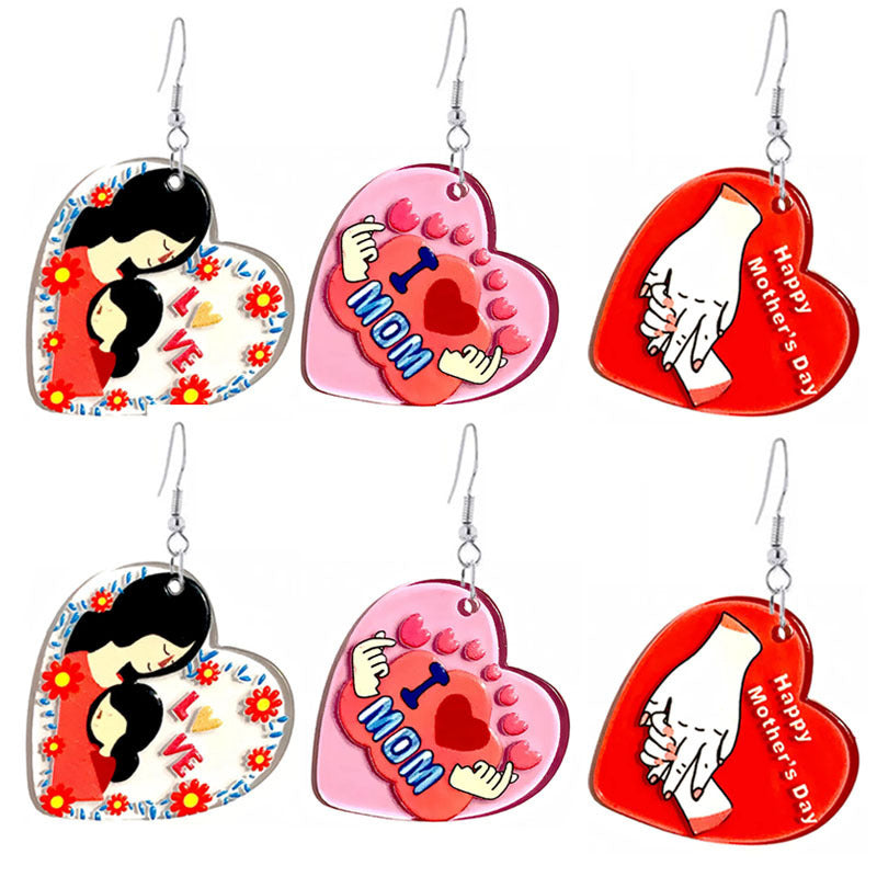 Wholesale Mother's Day LOVE Acrylic Earrings ACC-ES-YiYuan009