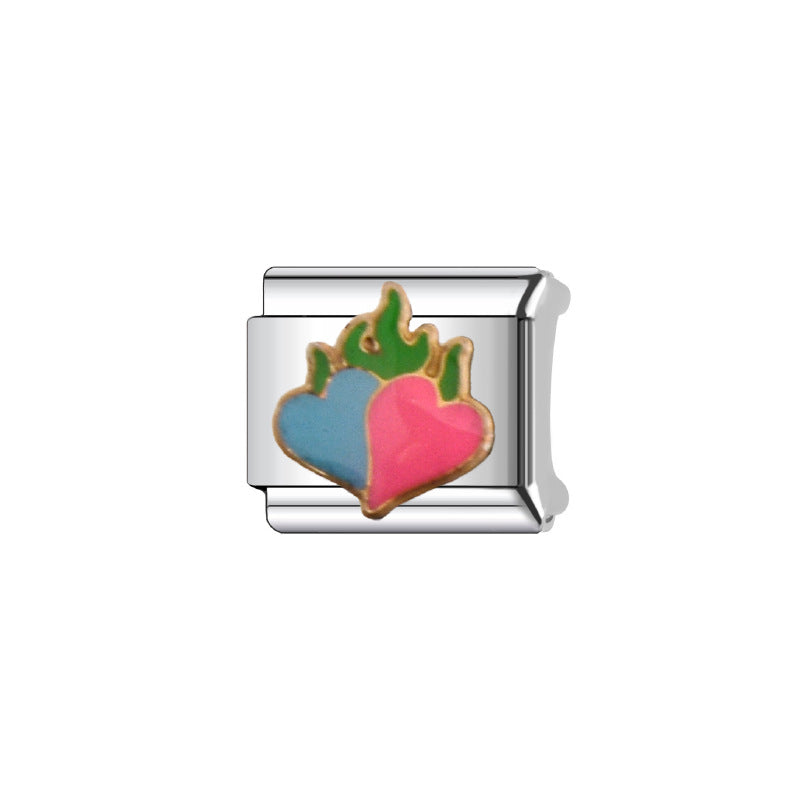 Pulsera de encanto italiano al por mayor de 9 mm Supulación de bricolaje SERIE DEL CORAZÓN DE CORAZÓN DE ACERDAD DE ACERDAD