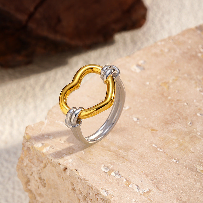 Wholesale  Double-Band Knotted Heart Stainless Steel Ring