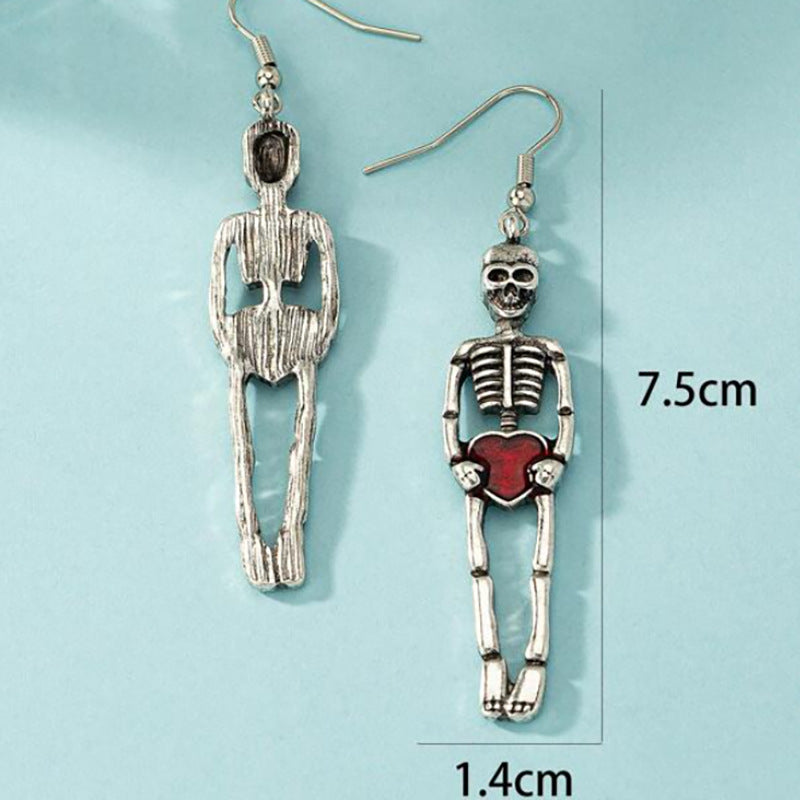 Wholesale Halloween Red Love body skull vintage earrings