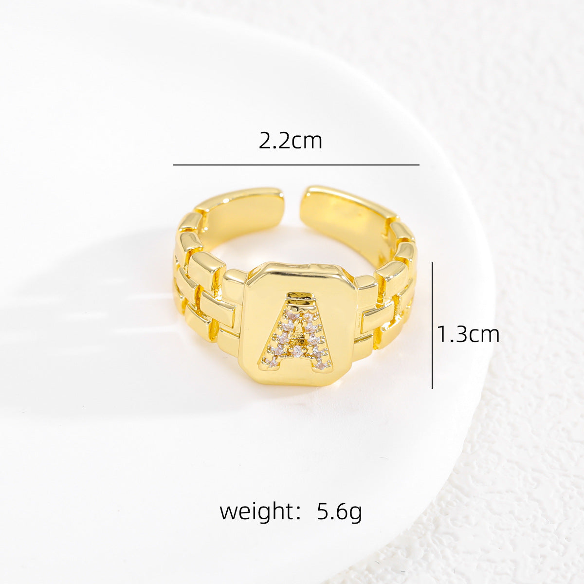 Wholesale letter series gold-plated jewelry strap design letter opening ring