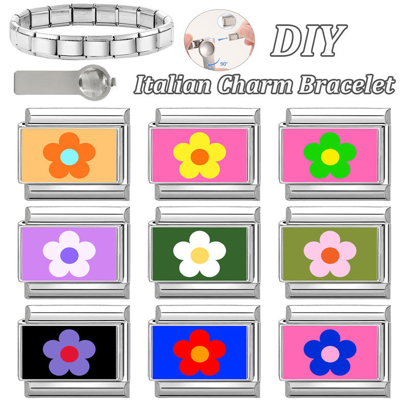 Wholesale Stainless Steel DIY Flower Charm Bracelet,  Fashion Jewelry Accessory for Everyday Wear