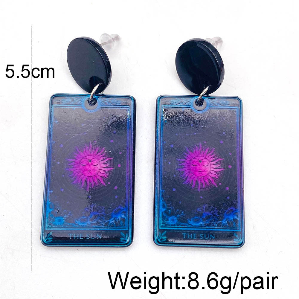 Wholesale Halloween Skull Tarot Card Double-Sided Acrylic Pendant Earrings