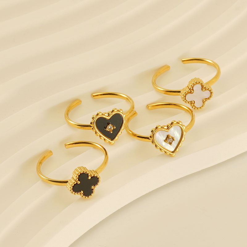 Wholesale Adjustable stainless steel heart-shaped ring