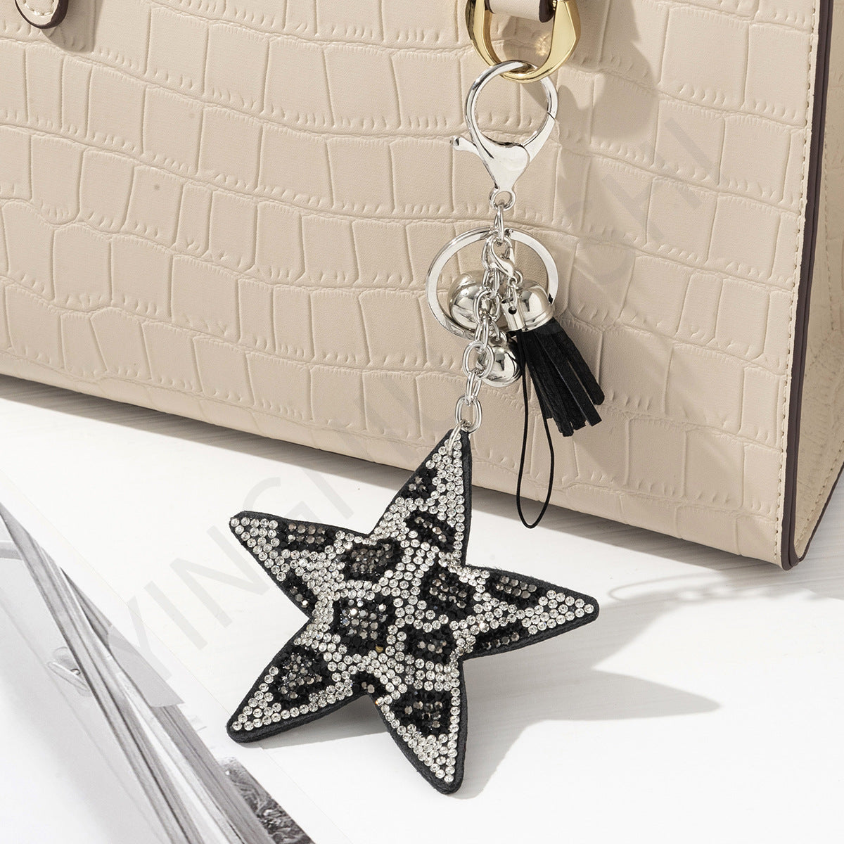 Wholesale 10pcs Creative Leopard Print Rhinestone Keychain ACC-KC-YN001