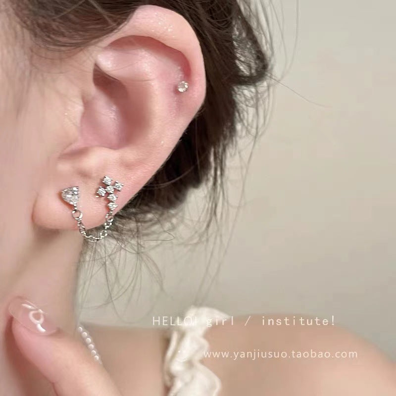 Wholesale  Love Cross Chain Tassel Ear Nail Earrings