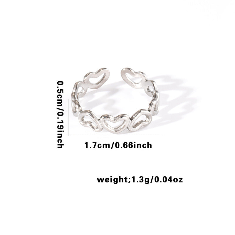 Wholesale Gold Plated Titanium Steel Heart Cut Out Ring Fashion Jewelry Accessory for Everyday Wear