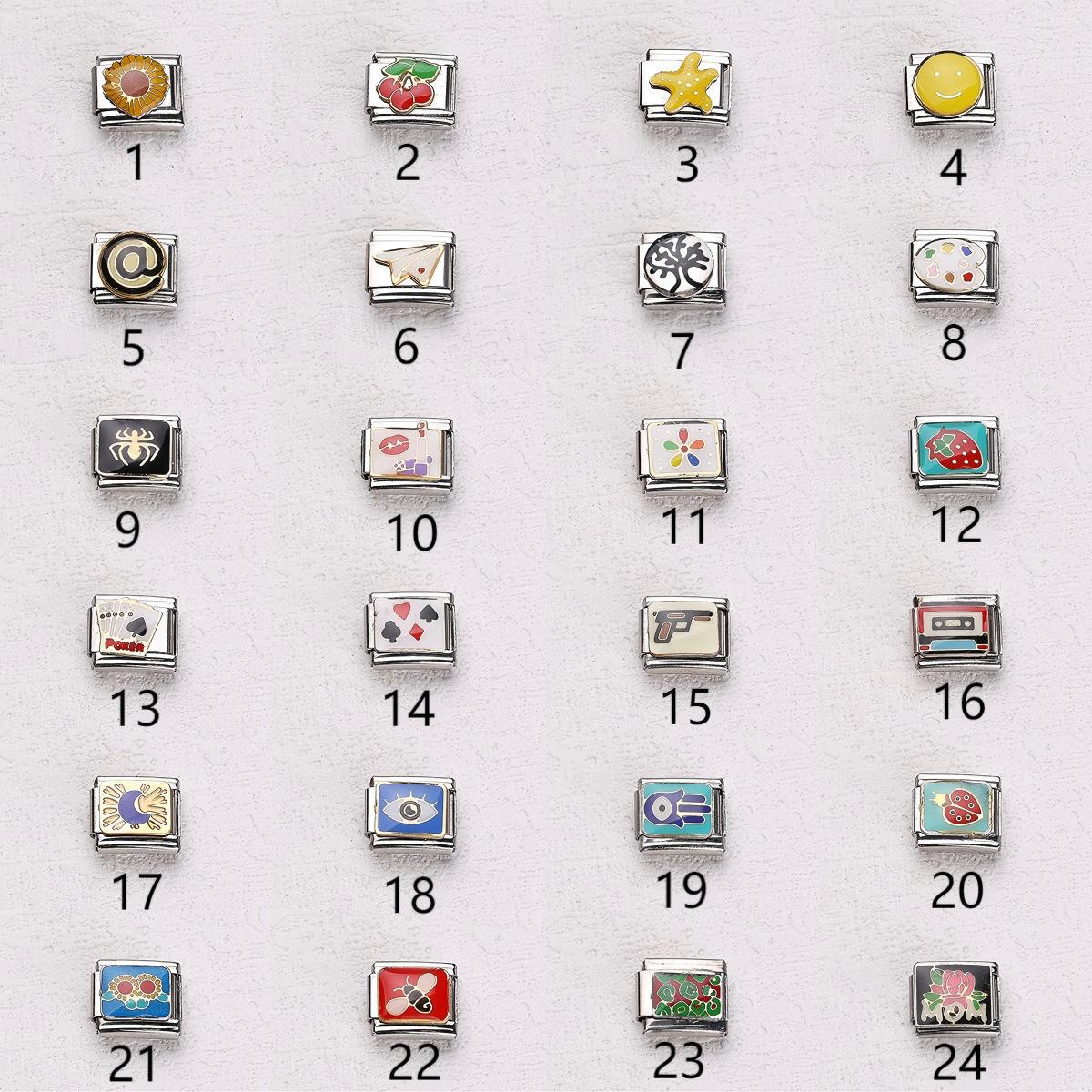 Wholesale 10pcs Italian Charm Bracelet 9mm DIY Splicing Cherry Paper Plane Stainless Steel Composable Bracelet