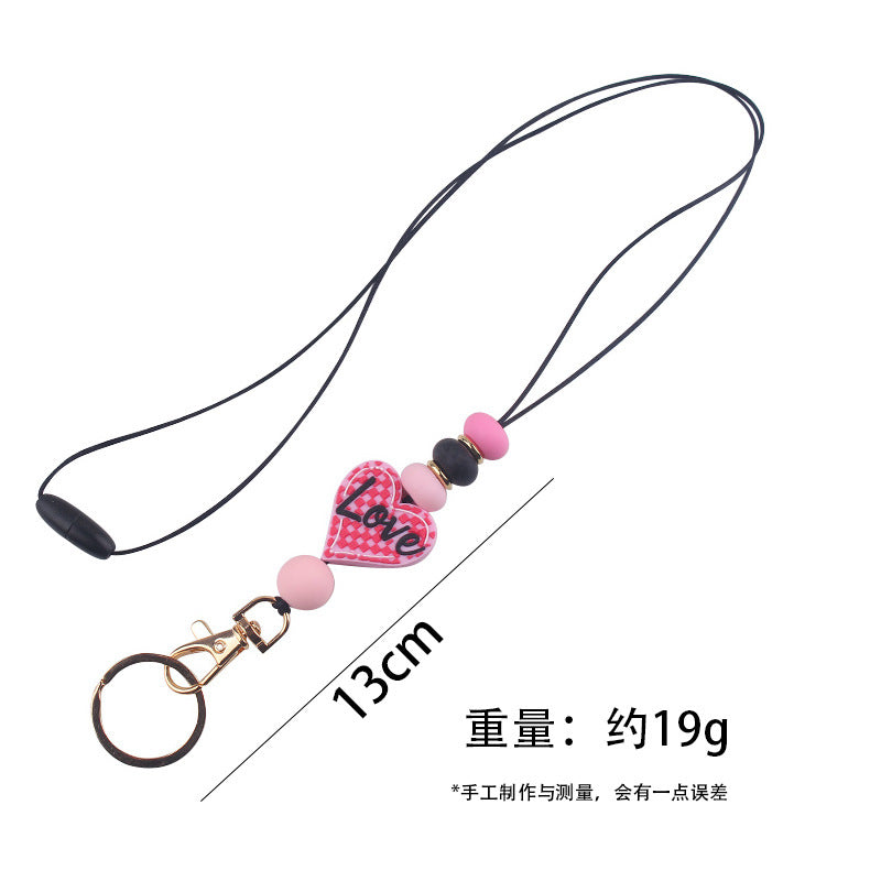 Wholesale  Cartoon Valentine's Day Love Silicone Creative DIY Beaded Pendant Necklace