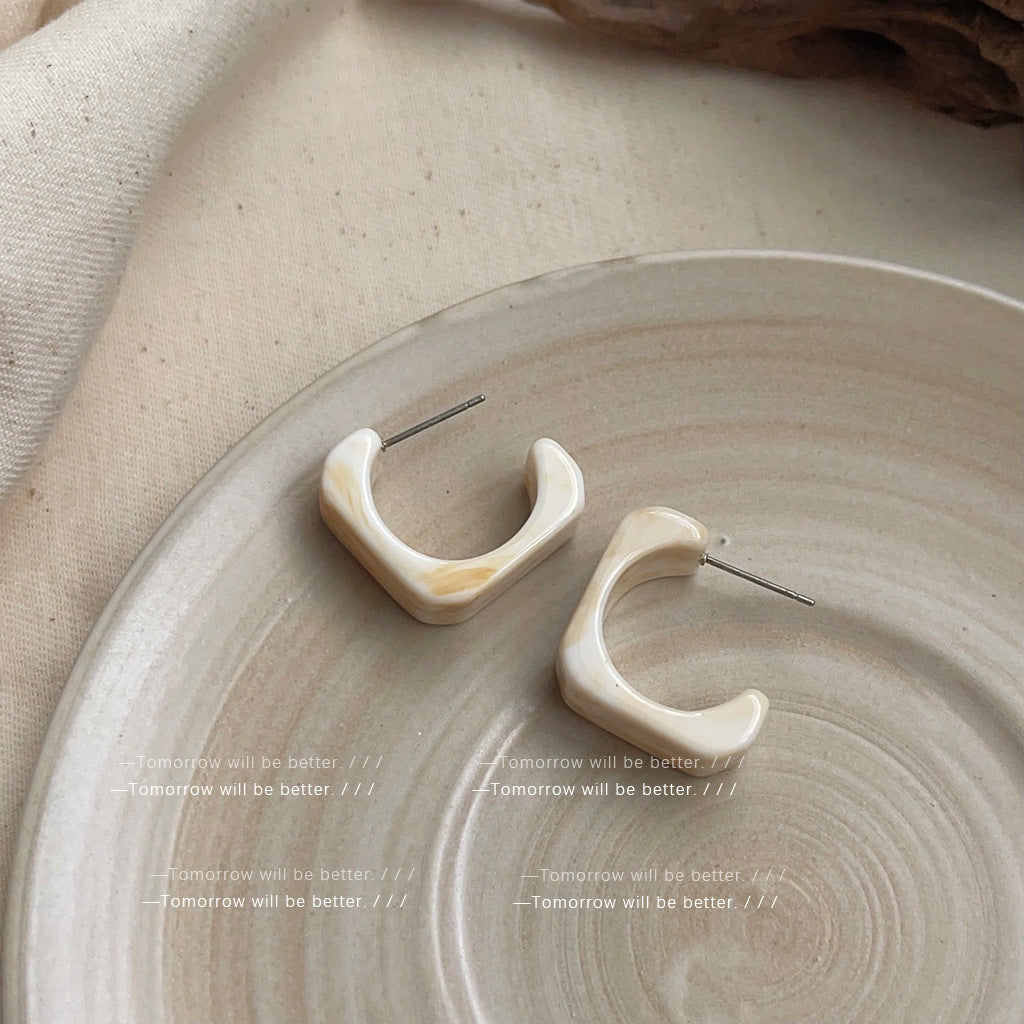 Wholesale Retro Coffee Color Earrings Geometric Blooming Acrylic Earrings ACC-ES-Eryu006