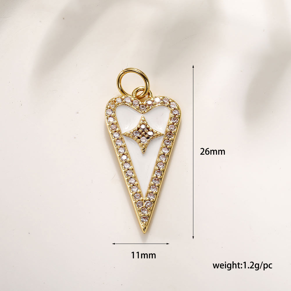 Wholesale Ins Style Star Heart Pendant,  Copper with Zircon,  DIY Jewelry Accessory