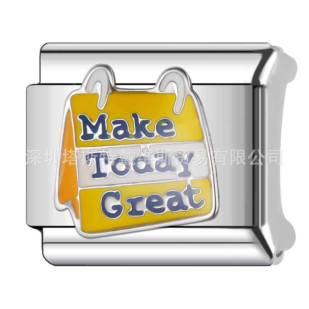 Wholesale  Italian Charm Bracelet 9mm DIY English Word Series Creative Stainless Steel Composable Bracelet