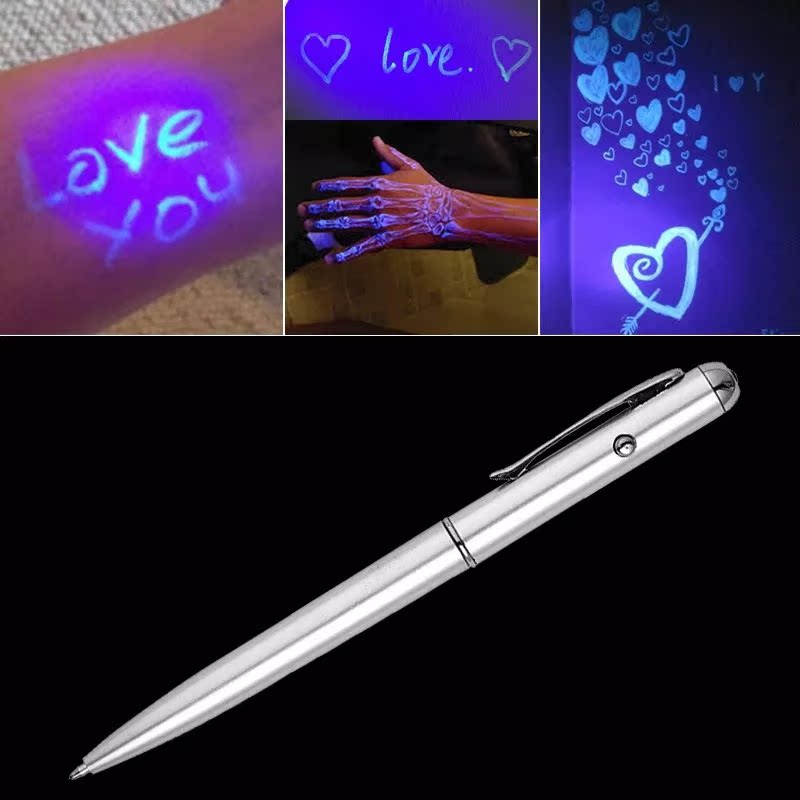 Wholesale LED Light Pen Silver Currency Detector Pen Purple Light UV ACC-PN-KaiXin002