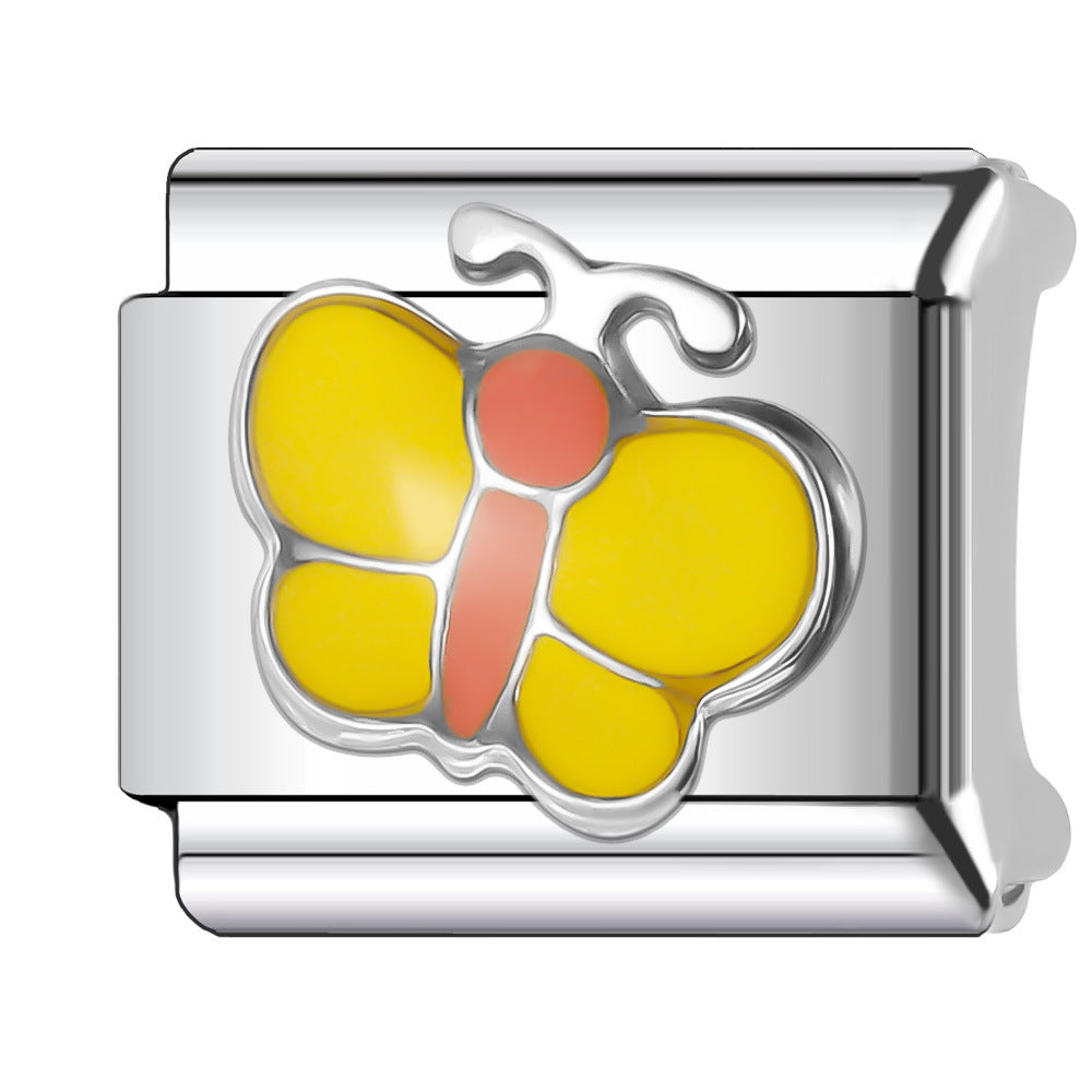 Wholesale Italian Charm Bracelet 9mm DIY Splicing Butterfly Stainless Steel Composable Bracelet