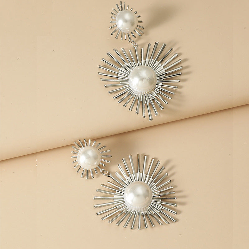 Wholesale Heart Metal Pearl Earrings