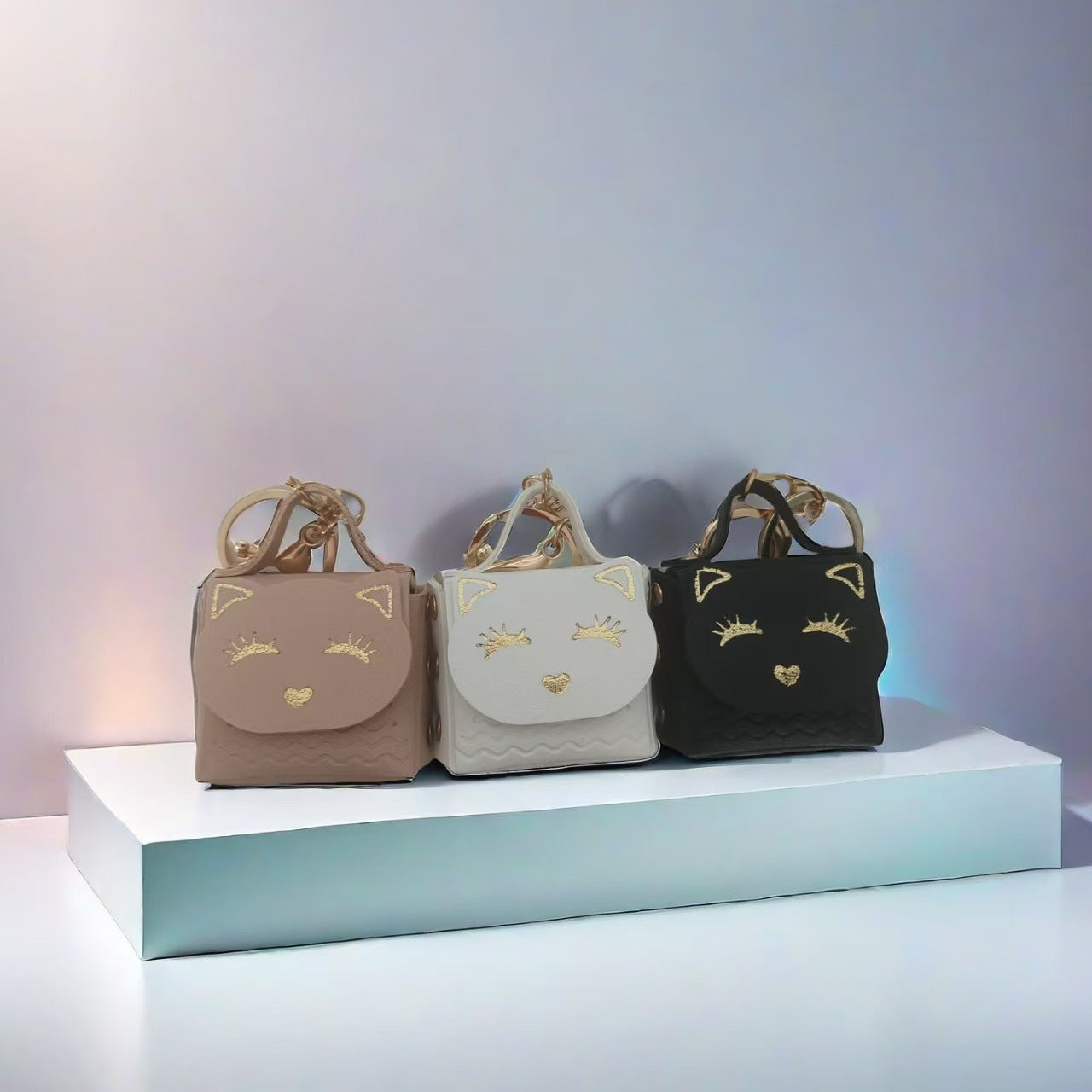 Wholesale PU Leather White Cute Cat Coin Purse Keychain Fashion Boutique Keyring Bag Charm For Daily Use