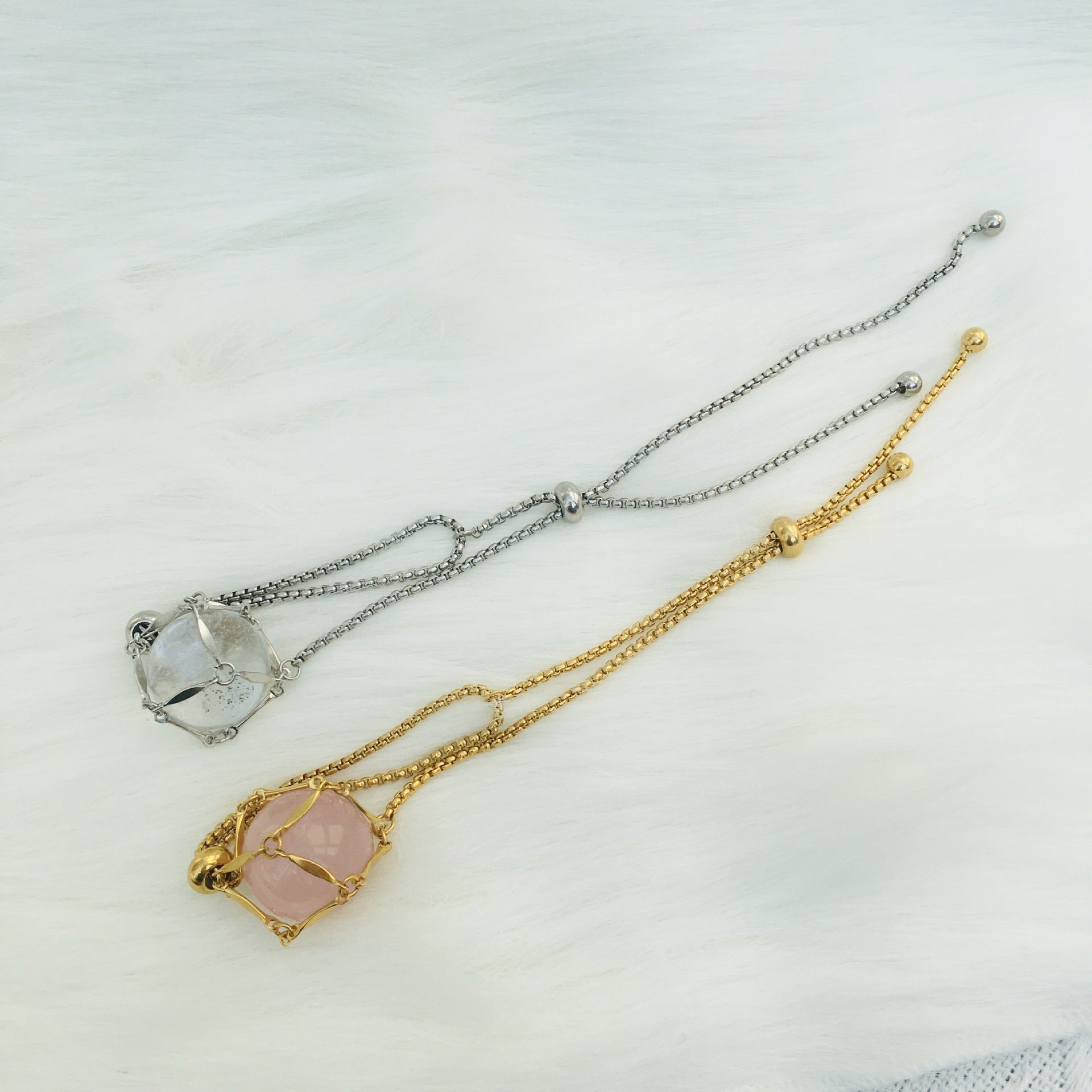 Wholesale Adjustable Replacement Crystal Metal Bamboo Hand Woven Net Pocket Bracelet Flat Chain ACC-BT-RongGuan001