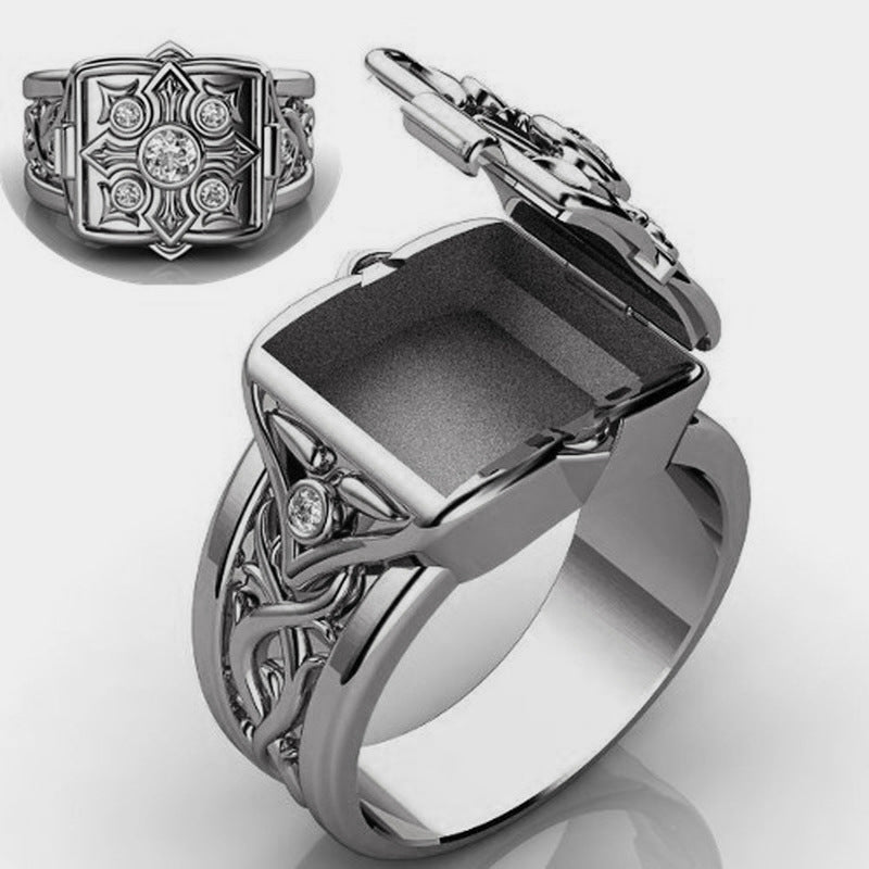 Wholesale Gold Cross Pattern Openable Alloy Ring for Women Fashion Accessory