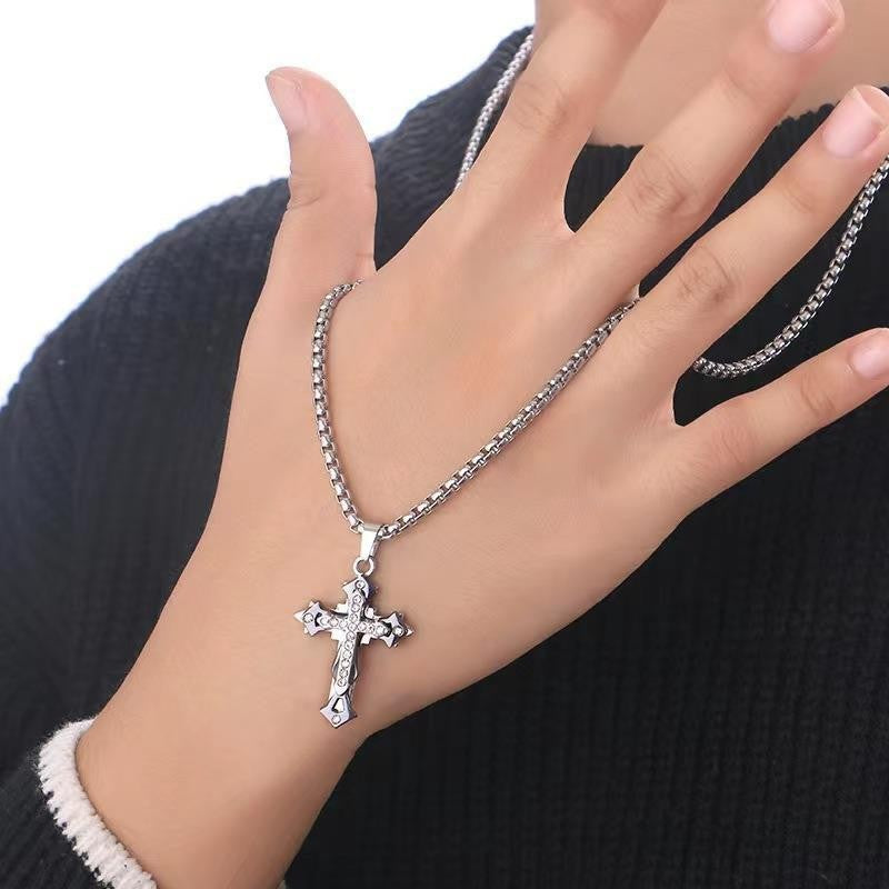 Wholesale Alloy Diamond Cross Necklace