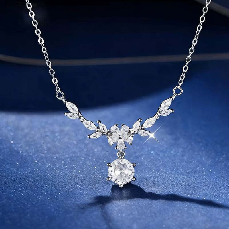 Wholesale Electroplated Zinc Alloy Wisteria Flower Pendant Necklace Forest Style Layered Chain Casual Fashion Jewelry Boutique Resale
