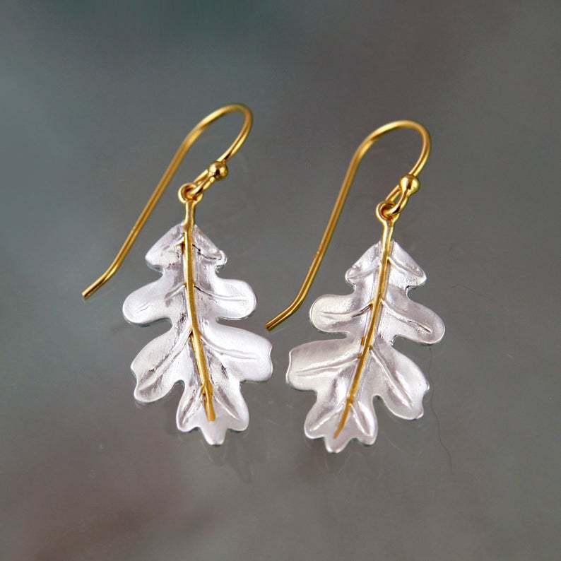 Wholesale Alloy Banana Leaf Earrings Double Color Fashion Jewelry Accessory Boutique Resale