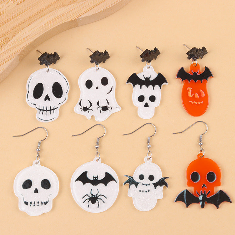 Wholesale   Skull Ghost Acrylic Earrings