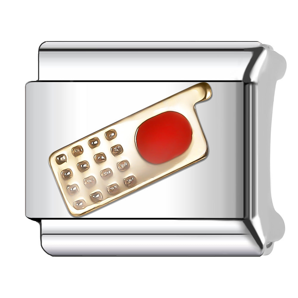 Wholesale Italian Charm Bracelet 9mm DIY Splicing Gold Chess Series Stainless Steel Composable Bracelet